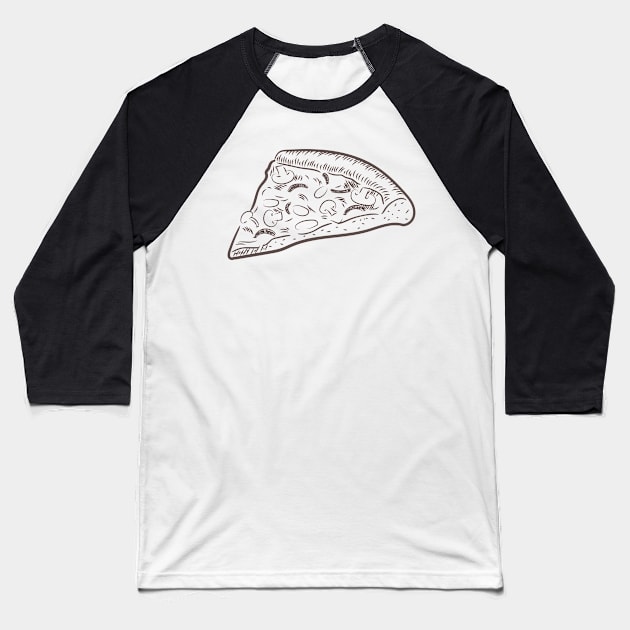 Mushroom Pizza Sketch Baseball T-Shirt by InkyArt